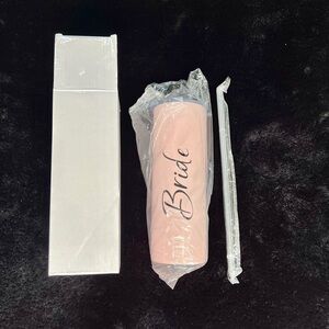 Bride Tumbler with Lid & Straw - Perfect Bridal Party Gift - 20 oz - Pink